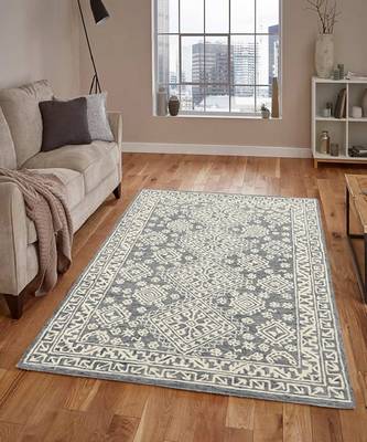 Slate Gray Wool Boston 4x6 Feet  Hand-Tufted by Saraswati Global 1