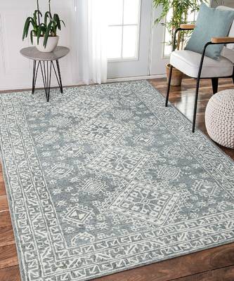 Slate Gray Wool Boston 5X7.6 Feet  Hand-Tufted by Saraswati Global 1