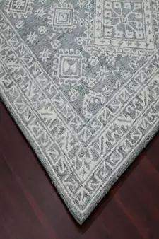 Slate Gray Wool Boston 5X7.6 Feet  Hand-Tufted by Saraswati Global