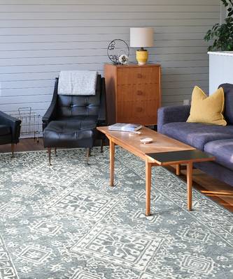Slate Gray Wool Boston 7.6x9.6 Feet  Hand-Tufted by Saraswati Global 1
