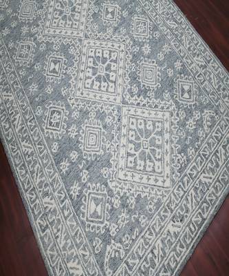 Slate Gray Wool Boston 7.6x9.6 Feet  Hand-Tufted by Saraswati Global 4
