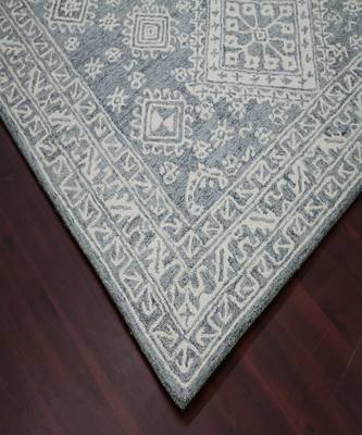 Slate Gray Wool Boston 7.6x9.6 Feet  Hand-Tufted by Saraswati Global 5