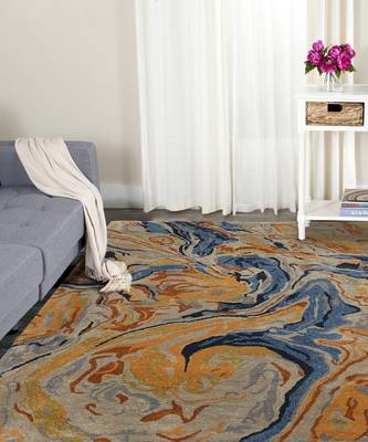 Orange Wool & Viscose Dream Scape 4x6 Feet  Hand-Tufted by Saraswati Global 1