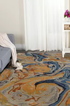 Orange Wool & Viscose Dream Scape 4x6 Feet  Hand-Tufted by Saraswati Global