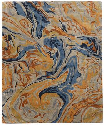 Orange Wool & Viscose Dream Scape 4x6 Feet  Hand-Tufted by Saraswati Global 6