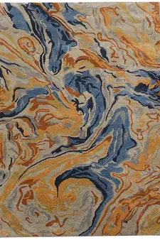 Orange Wool & Viscose Dream Scape 4x6 Feet  Hand-Tufted by Saraswati Global