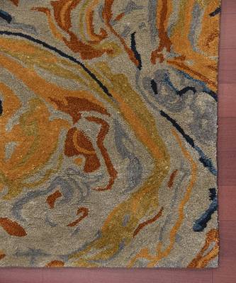 Orange Wool & Viscose Dream Scape 4x6 Feet  Hand-Tufted by Saraswati Global 7