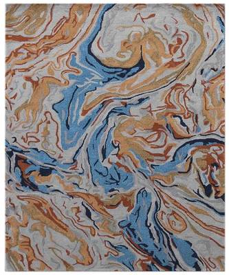 Orange Wool & Viscose Dream Scape 5x8 Feet  Hand-Tufted by Saraswati Global 2