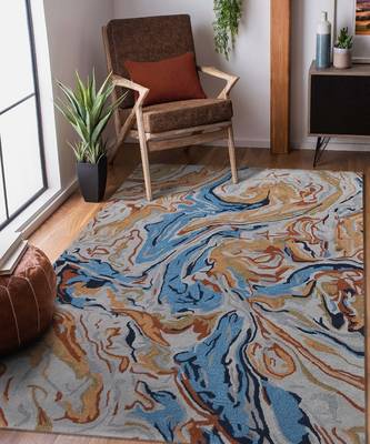 Orange Wool & Viscose Dream Scape 5x8 Feet  Hand-Tufted by Saraswati Global 1