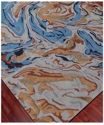 Orange Wool & Viscose Dream Scape 5x8 Feet  Hand-Tufted by Saraswati Global 5