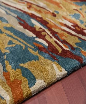 Orange Wool & Viscose Dream Scape 4x6 Feet  Hand-Tufted by Saraswati Global 5