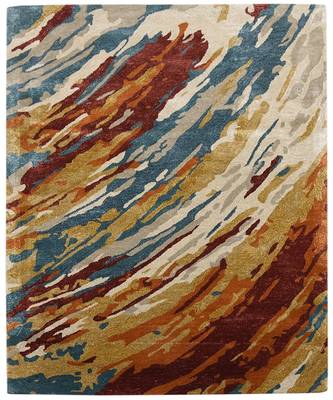 Orange Wool & Viscose Dream Scape 4x6 Feet  Hand-Tufted by Saraswati Global 6