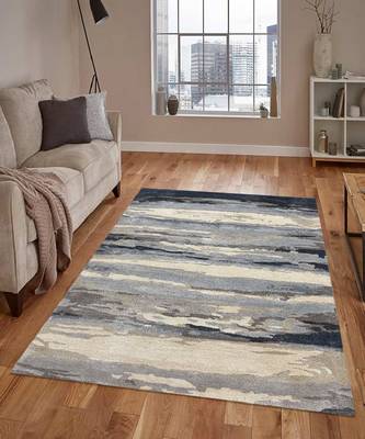 Sky Blue Wool & Viscose Dream Scape 4x6 Feet  Hand-Tufted by Saraswati Global 1