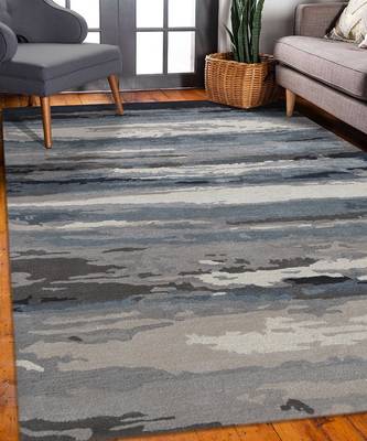 Sky Blue Wool & Viscose Dream Scape 5x8 Feet  Hand-Tufted by Saraswati Global 1