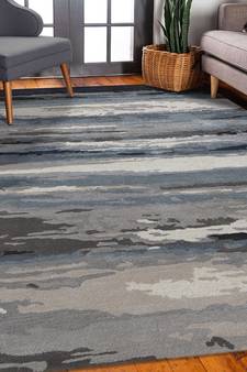 Sky Blue Wool & Viscose Dream Scape 5x8 Feet  Hand-Tufted by Saraswati Global