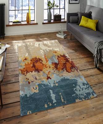 Orange Wool & Viscose Dream Scape 4x6 Feet  Hand-Tufted by Saraswati Global 1