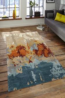Orange Wool & Viscose Dream Scape 4x6 Feet  Hand-Tufted by Saraswati Global