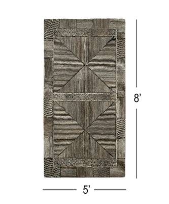 Natural Brown Wool Boston 5x8 Feet  Hand-Tufted by Saraswati Global 3