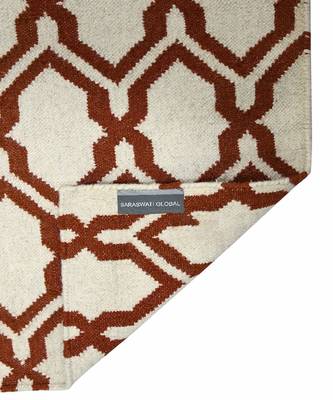 Orange Blended  Wool Zara 5x8 Feet  Hand-Woven by Saraswati Global 1