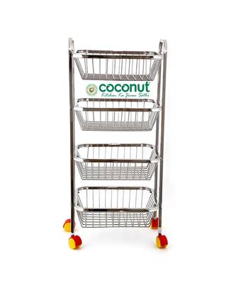 Fruit &  Kitchen Trolley with wheels Fruit Basket  Basket Onion Potato Rack for Kitchen Stand for Kitchen  items (4 1