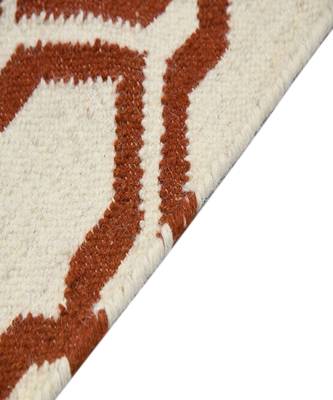 Orange Blended  Wool Zara 5x8 Feet  Hand-Woven by Saraswati Global 4