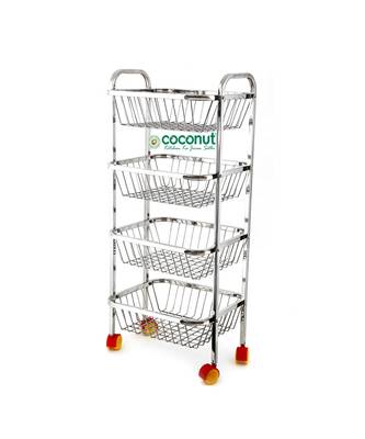 Fruit &  Kitchen Trolley with wheels Fruit Basket  Basket Onion Potato Rack for Kitchen Stand for Kitchen  items (4 2