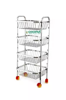 Fruit &  Kitchen Trolley with wheels Fruit Basket  Basket Onion Potato Rack for Kitchen Stand for Kitchen  items (4
