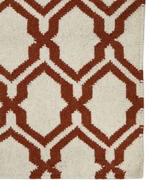 Orange Blended  Wool Zara 5x8 Feet  Hand-Woven by Saraswati Global 7
