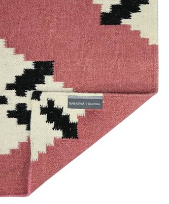 Pink Blended  Wool Zara 5x8 Feet  Hand-Woven by Saraswati Global 1
