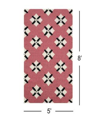 Pink Blended  Wool Zara 5x8 Feet  Hand-Woven by Saraswati Global 2
