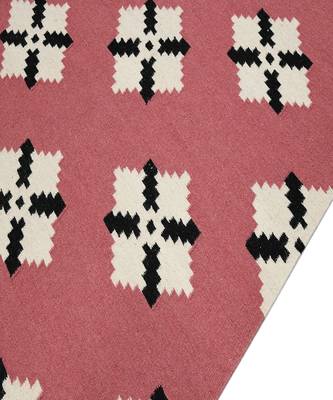 Pink Blended  Wool Zara 5x8 Feet  Hand-Woven by Saraswati Global 3