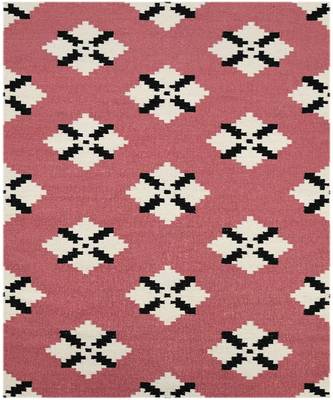 Pink Blended  Wool Zara 5x8 Feet  Hand-Woven by Saraswati Global 6