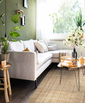 Rust Natural  Wool Laurel 5X7.6 Feet  Hand-Tufted by Saraswati Global 1
