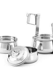 Coconut Stainless Steel Pyramid Tiffen Containers Lunch Box, Pack of 3