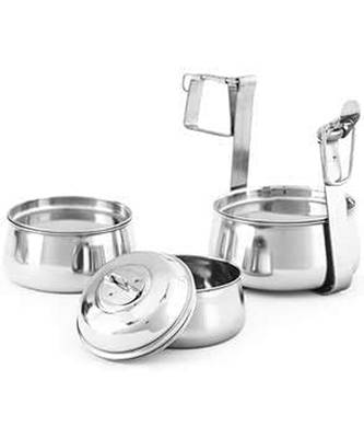 Coconut Stainless Steel Pyramid Tiffen Containers Lunch Box, Pack of 3 1