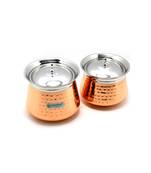 Coconut Athes Hammered Outer Copper & Inner Steel Cookware Handi with Lids   2 Units (Capacity   1400 & 2000 ML)