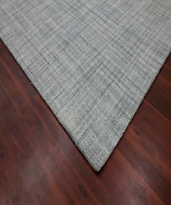 Sea Blue Natural  Wool Laurel 7.6x9.6 Feet  Hand-Tufted by Saraswati Global 2