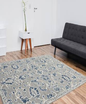 Gray Blue Wool Romania 4x6 Feet  Hand-Tufted by Saraswati Global 1