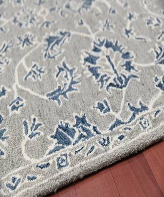 Gray Blue Wool Romania 4x6 Feet  Hand-Tufted by Saraswati Global 4