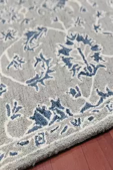 Gray Blue Wool Romania 4x6 Feet  Hand-Tufted by Saraswati Global
