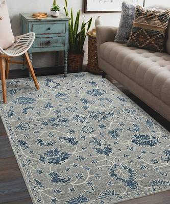 Gray Wool Romania 5x8 Feet  Hand-Tufted by Saraswati Global 1