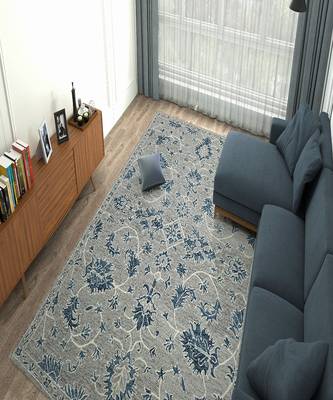 Gray Wool Romania 8X10 Feet  Hand-Tufted by Saraswati Global 1