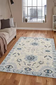 Light Blue Wool Romania 4x6 Feet  Hand-Tufted by Saraswati Global