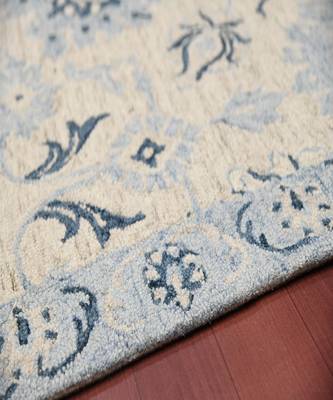 Light Blue Wool Romania 4x6 Feet  Hand-Tufted by Saraswati Global 5