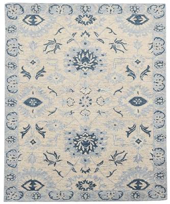 Light Blue Wool Romania 4x6 Feet  Hand-Tufted by Saraswati Global 6
