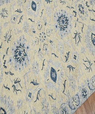 Light Blue Wool Romania 5x8 Feet  Hand-Tufted by Saraswati Global 4