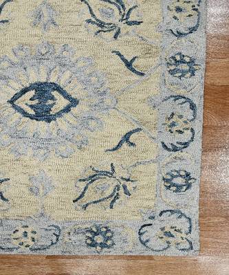 Light Blue Wool Romania 5x8 Feet  Hand-Tufted by Saraswati Global 6