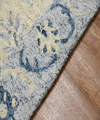 Light Blue Wool Romania 8X10 Feet  Hand-Tufted by Saraswati Global 5