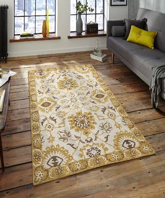 Gold Wool Romania 4x6 Feet  Hand-Tufted by Saraswati Global 1