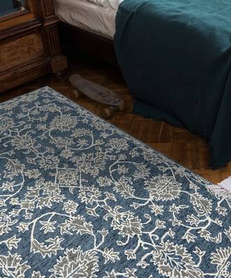 Navy Wool Romania 4x6 Feet  Hand-Tufted by Saraswati Global 1